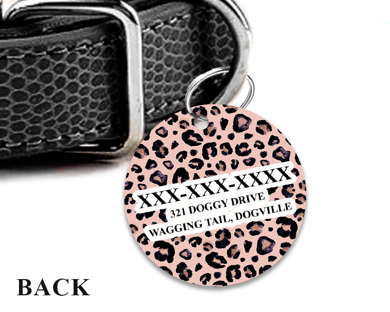Pet ID Tag | Sassy Blush Pink Leopard